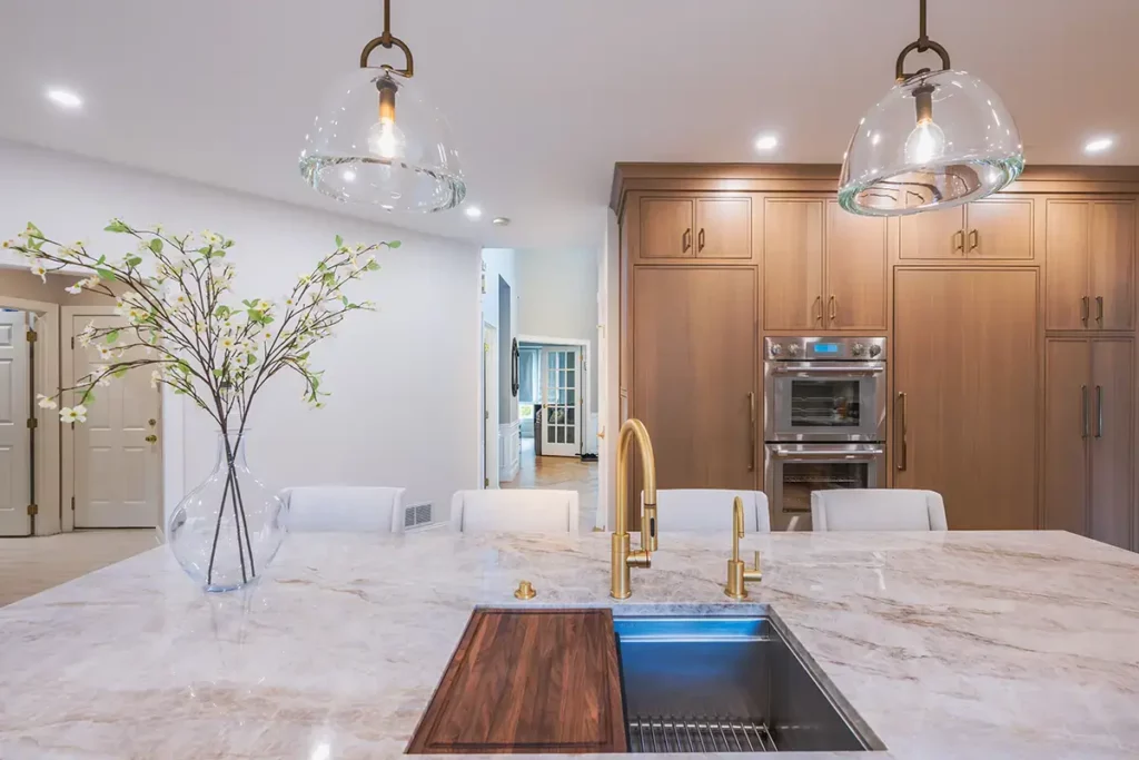 countertops for a easton kitchen with wood cabinetry