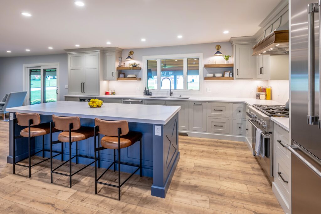 Kitchen with gray cabinets
