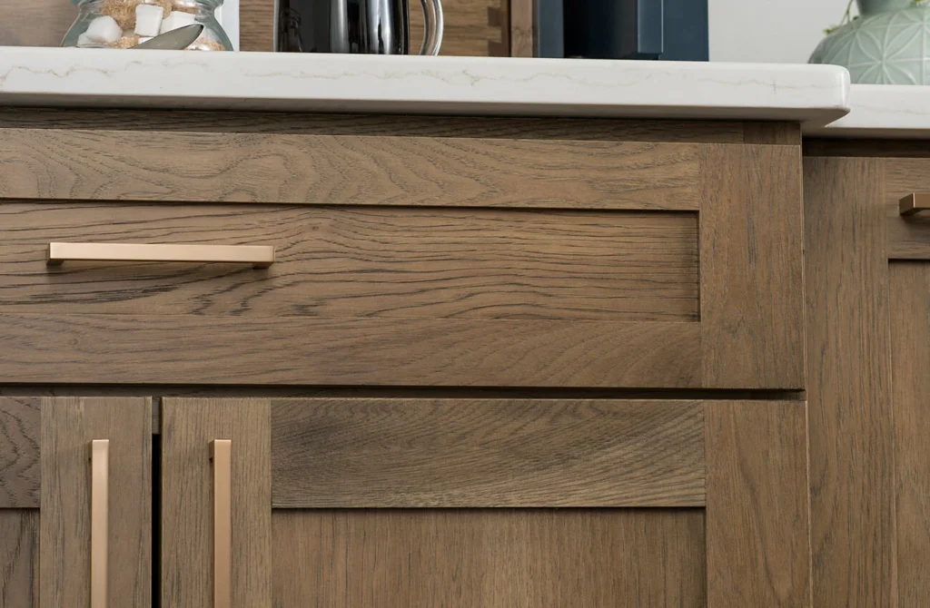 Close-up of dark brown cabinet