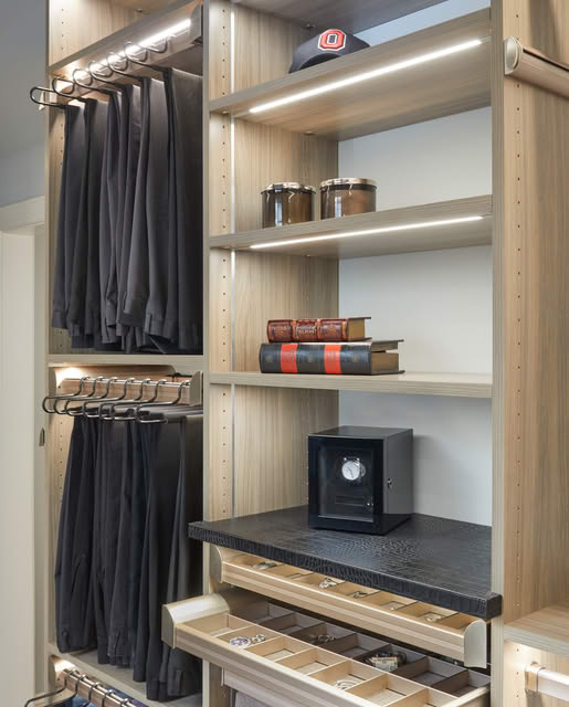 Closet with lighting.