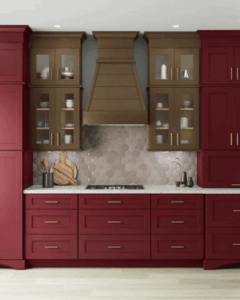Cabernet Red cabinetry by Fabuwood.