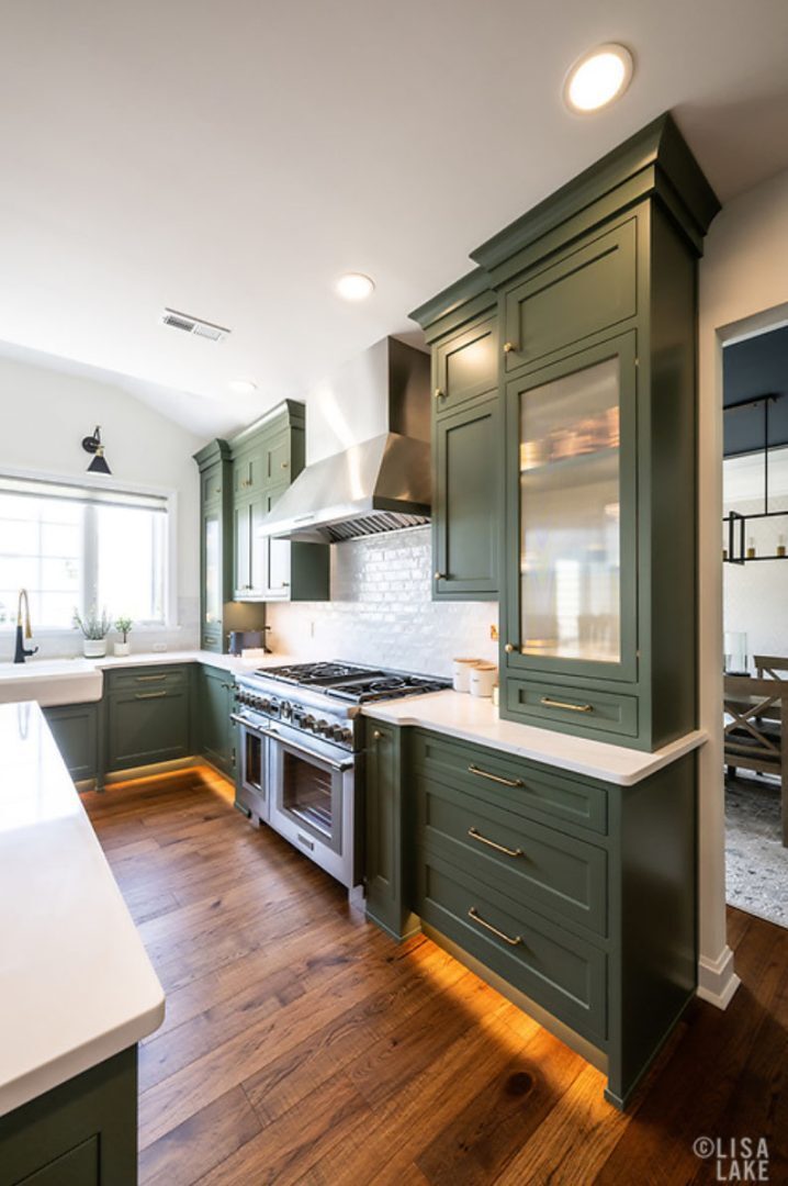 Green Kitchen Cabinets detail