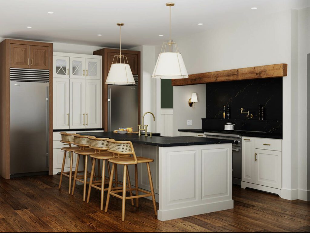 modern farmhouse kitchen as an example of how to blend the farmhouse aesthetic with elements of contemporary luxury