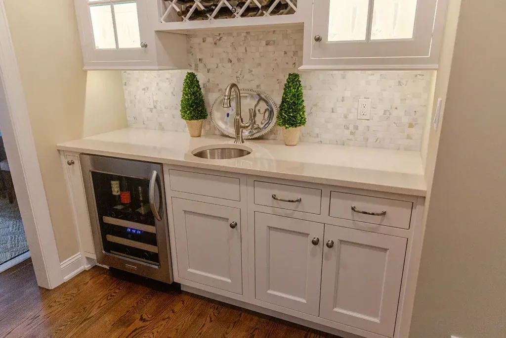 Custom wet bar with undercounter wine cooler
