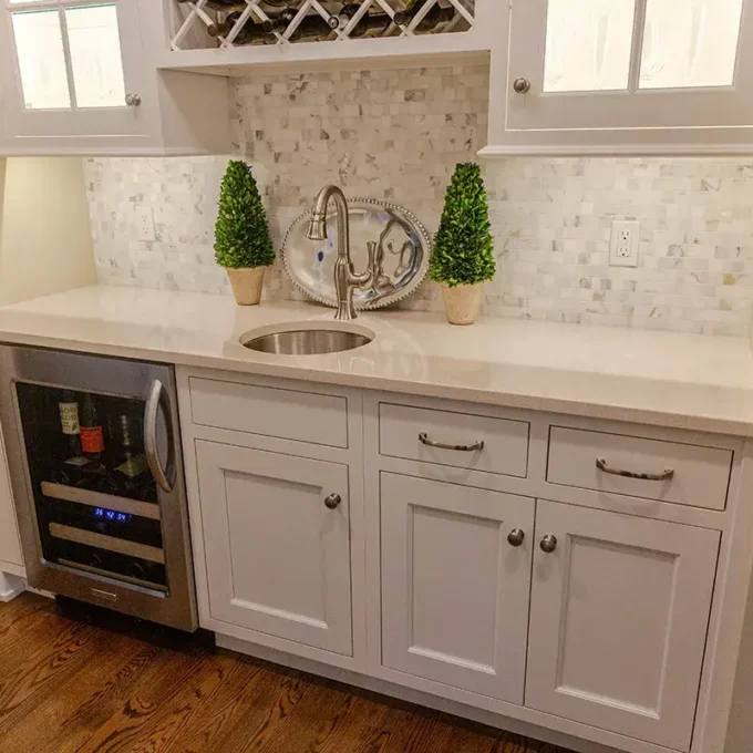 Custom wet bar with undercounter wine cooler