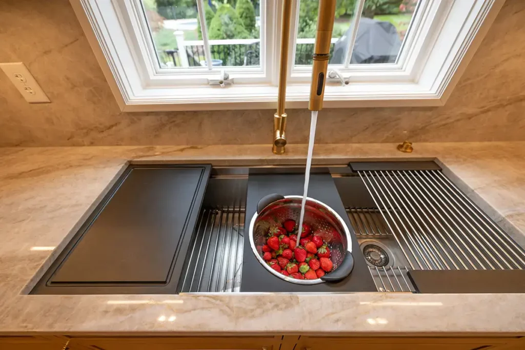 Waterstone faucets in Chardonnay finish 