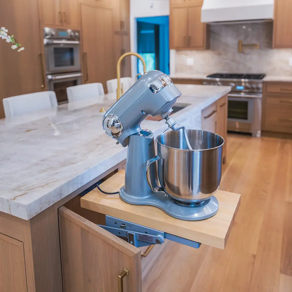 kosher kitchen renovation with a kitchenaid mixer pull out stand