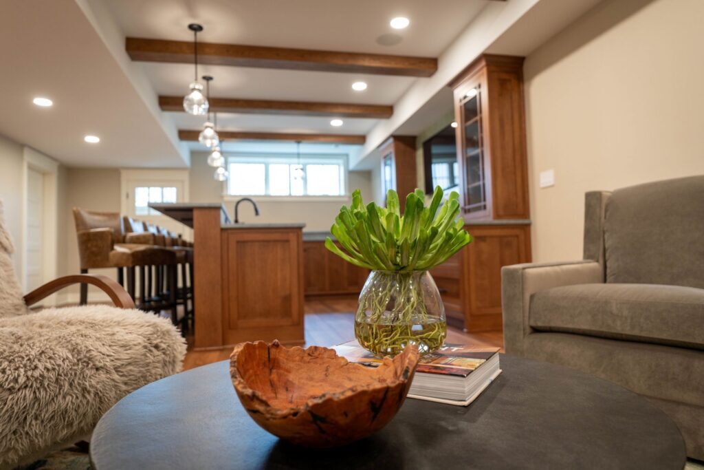 view overlooking the custom oak bar in coopersburg