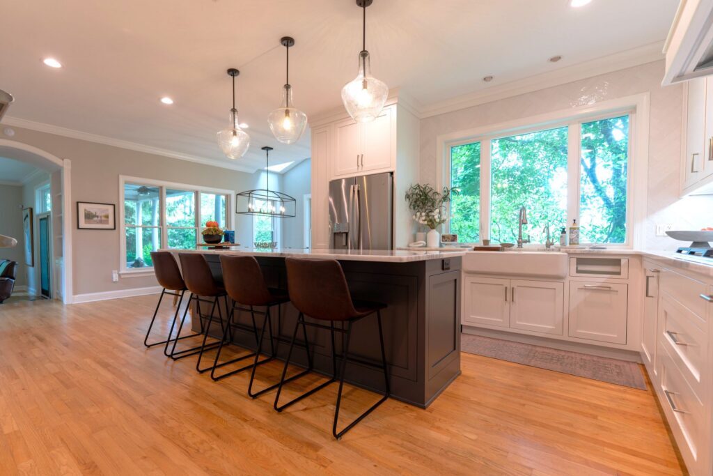 Custom kitchen design in Center Valley PA with flush inset custom cabinets and tailored layout