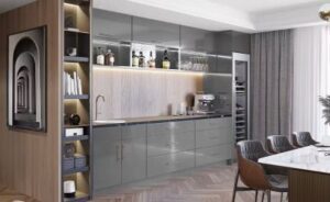 Fabuwood high gloss gray cabinets