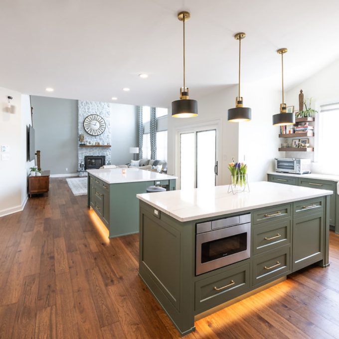 Green Kitchen Cabinets finished view