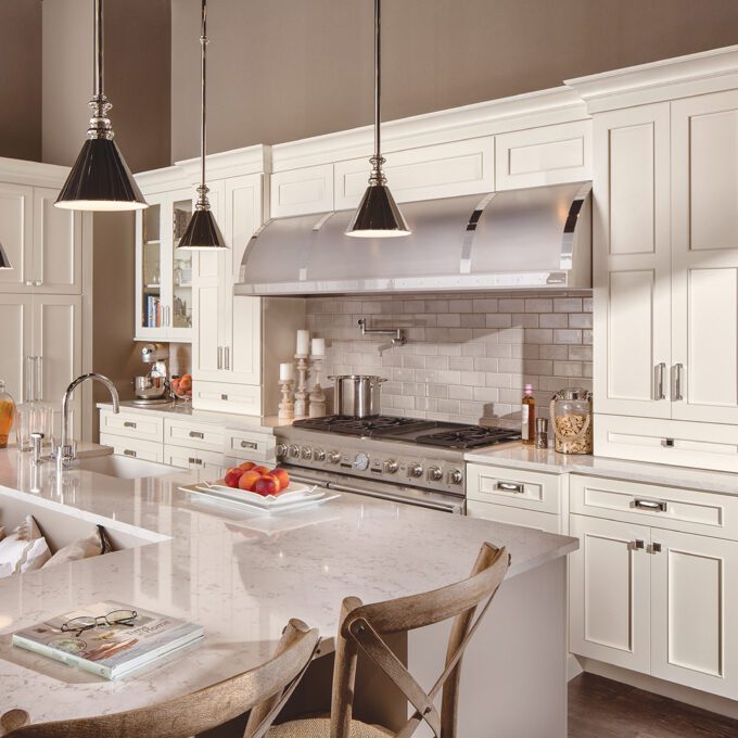 Transitional Kitchen Design with White Cabinetry