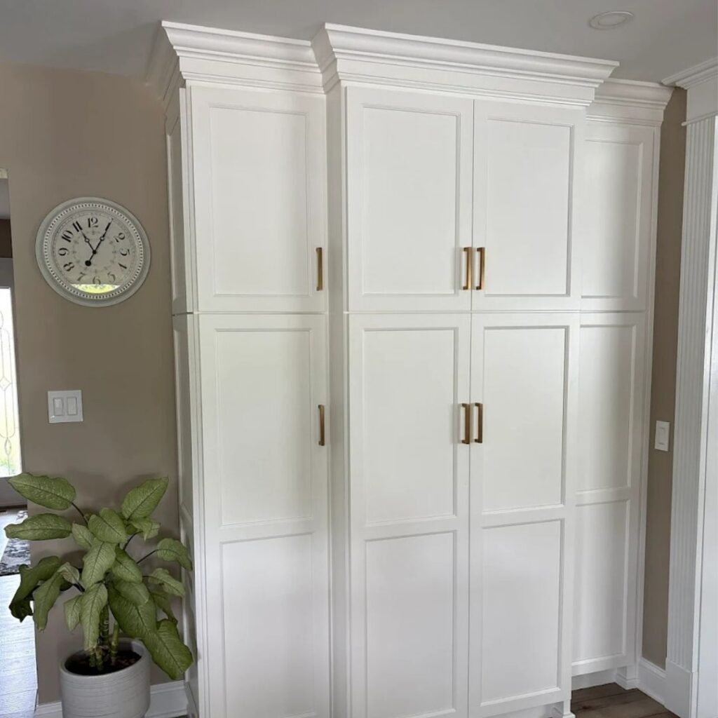 Tall white cabinets in an Easton kitchen remodel.