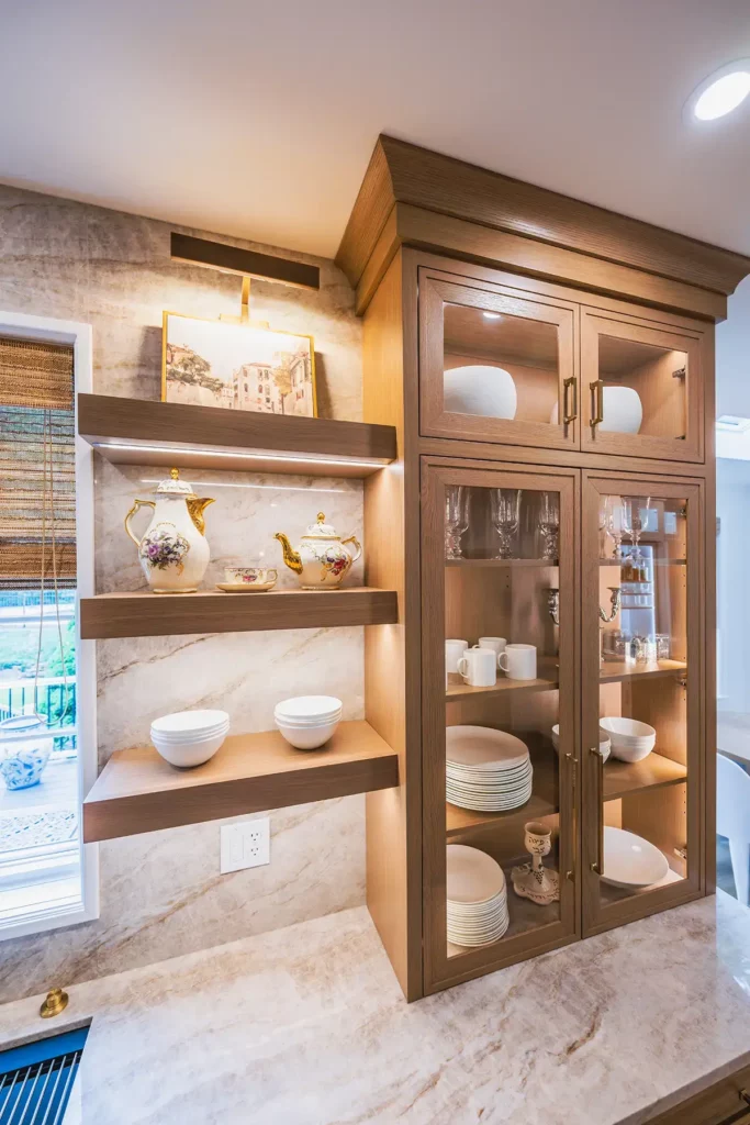 storage display with lighting in an Easton Kitchen