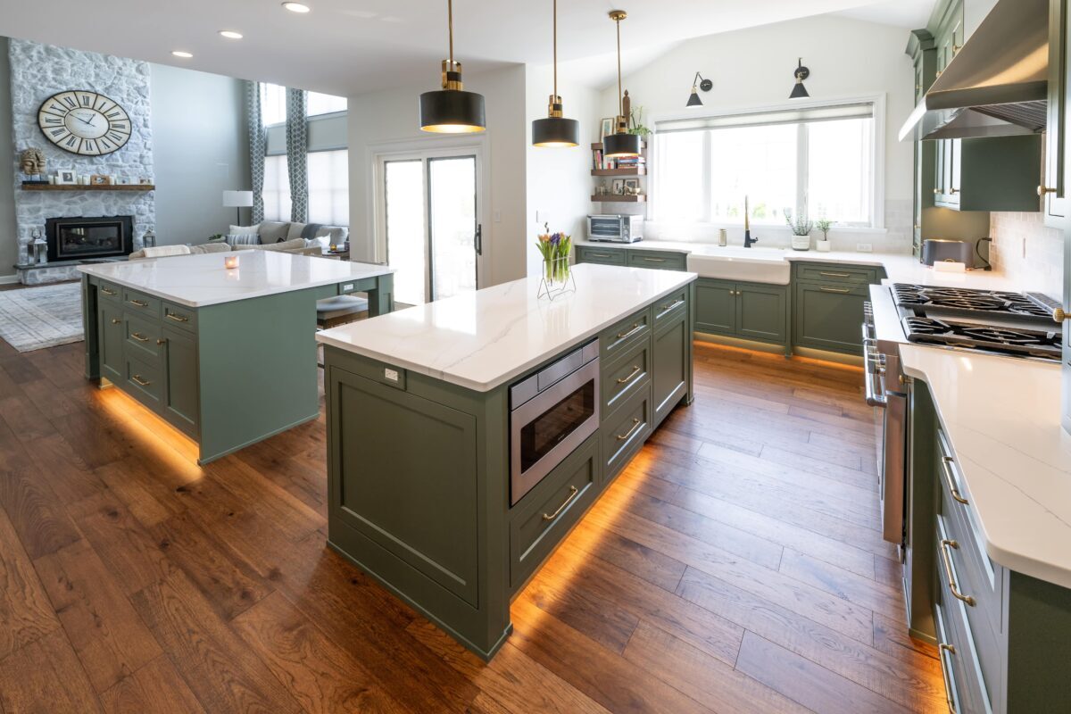 a custom allentown kitchen remodeled with mutliple kitchen islands