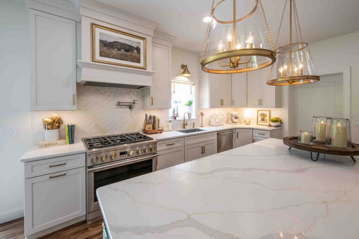 phillipsburg kitchen with white cabinetry and white countertops