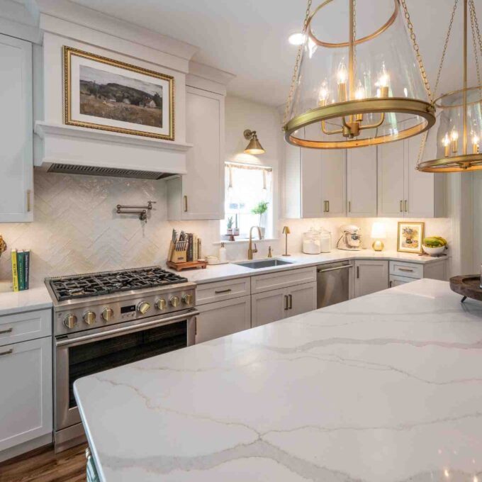 phillipsburg kitchen with white cabinetry and white countertops