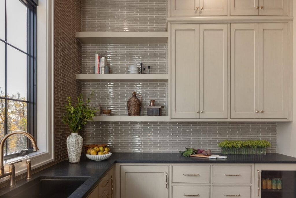 A beautifully designed culinary space funded by a smart kitchen loan, highlighting floor-to-ceiling solid wood pantry cabinetry with heavy-duty soft-close hinges.